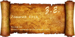 Zemanek Erik névjegykártya